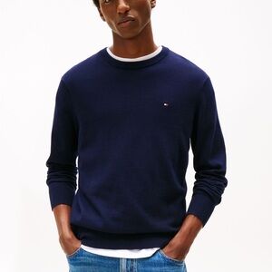 Tommy Hilfiger Men's Classic Navy Crewneck Sweater 100% Cotton